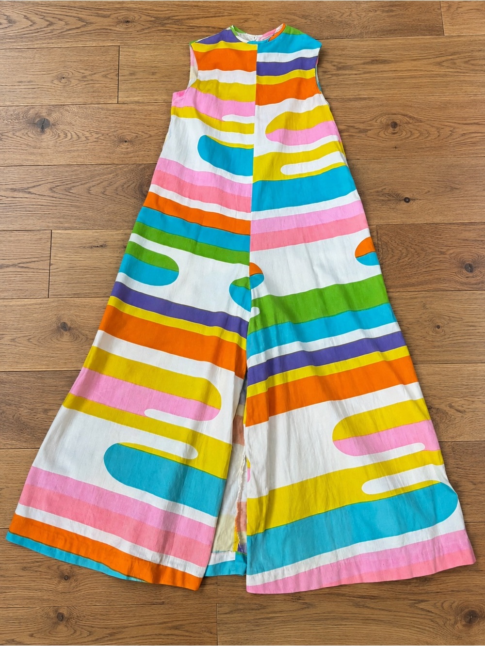 Vintage 60s Waltah Clarke’s Vibrant Multicolor Mod Hawaiian Wide Leg Jumpsuit
